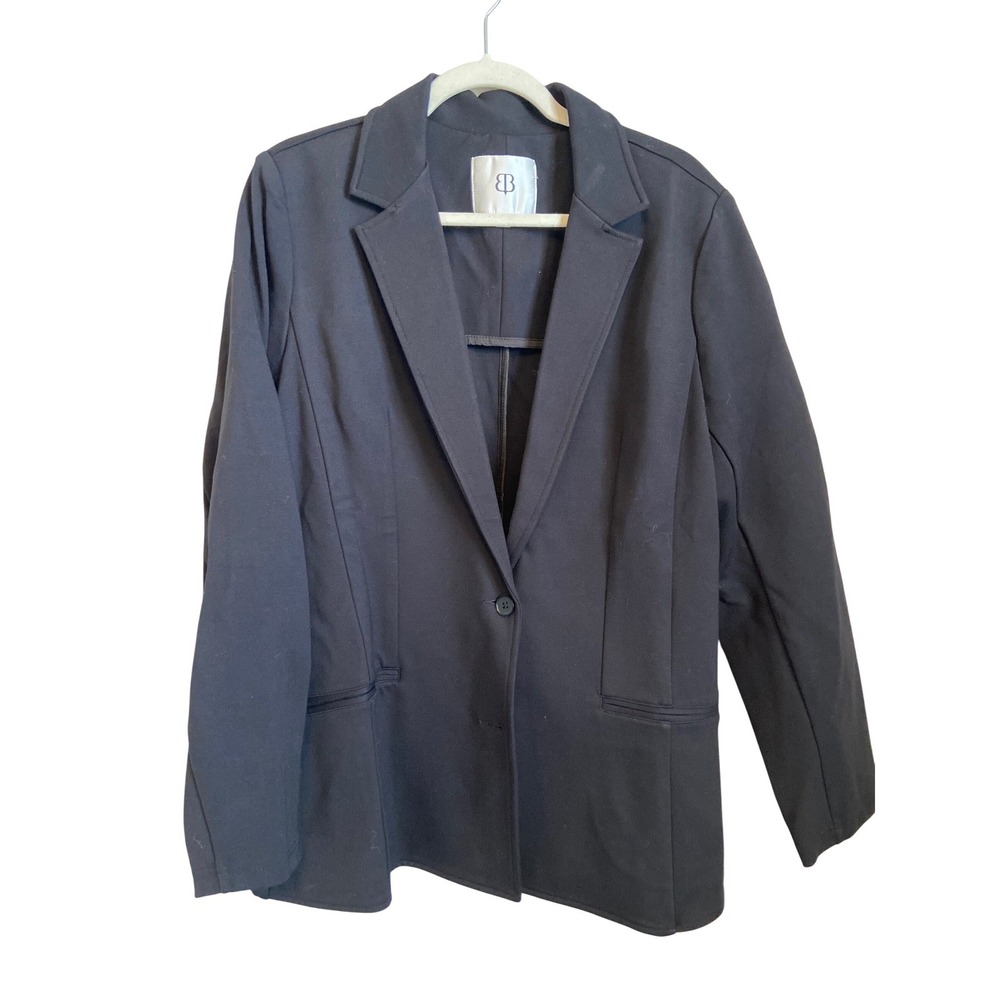 Betabrand Womens Black Ponte Knit Two Button Blazer Jacket W1287-BLK XXL